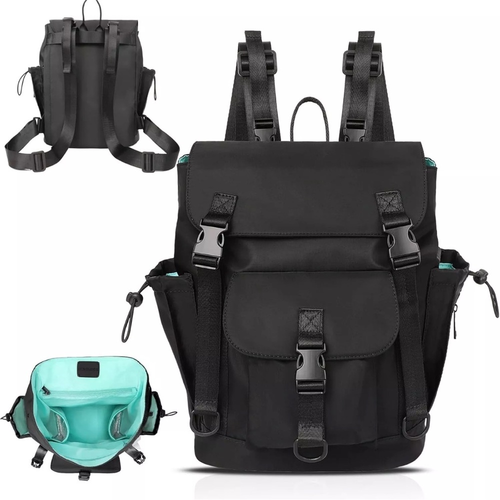 MOMINSIDE Neoprene Diaper Bag Backpack - Small Backpack, Black